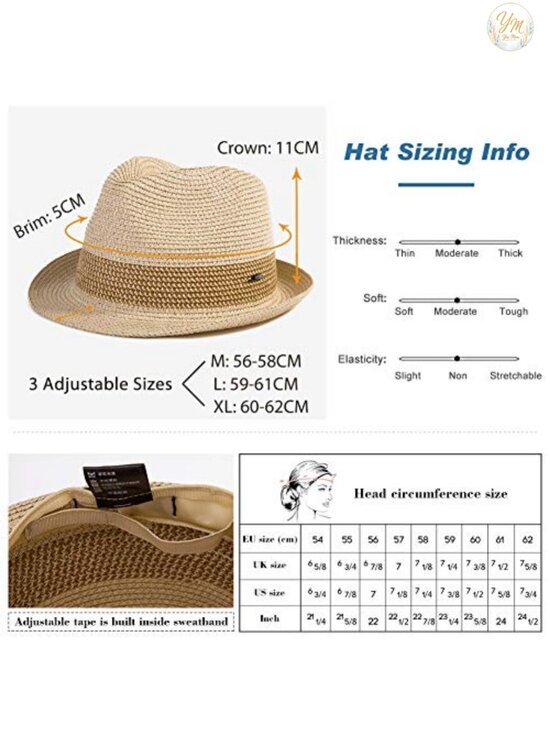 Packable Straw Fedora Sun Hat with UPF 50 for Travel Beach main image 5
